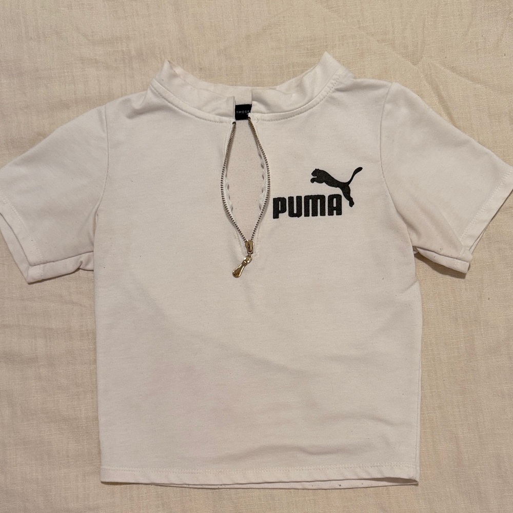 Puma White Muscle Tee with Black Logo